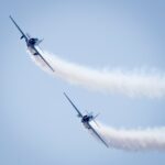 aerial photography of two airplanes flying